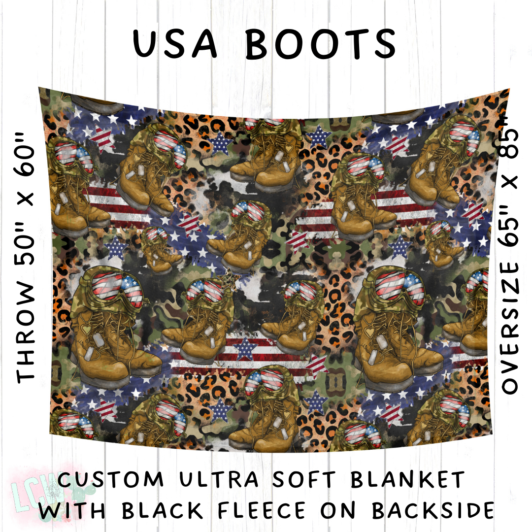 Batch #414 - Military 2 Collection - Closes 9/17 - ETA early Nov - USA Boots Blanket