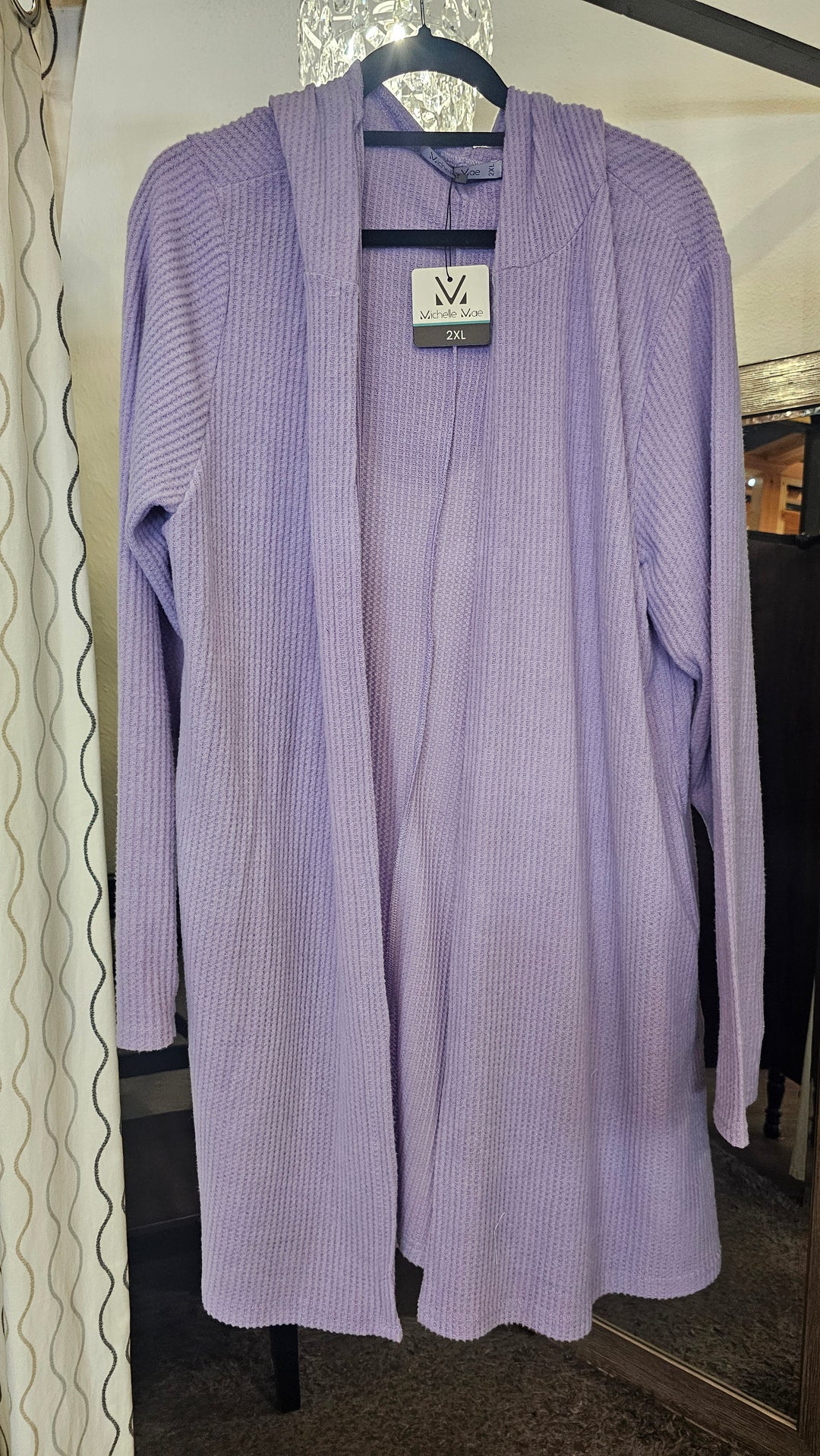 Michelle Mae Claire Hooded Waffle Cardigan