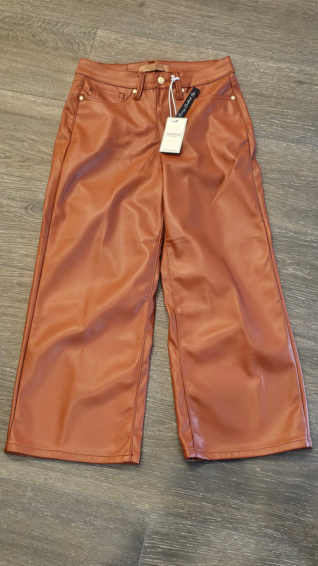 Judy Blue TC Faux Leather Wide Crop Pants