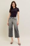 Judy Blue HW Vintage Grey Wash & Front Pkt Embroidery Crop Wide