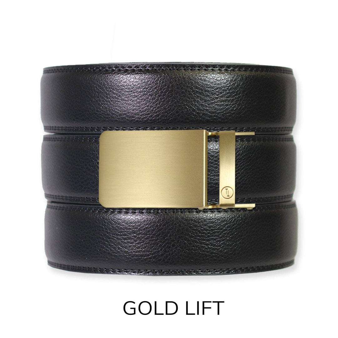 Black Leather Ratchet Belt & Buckle Set