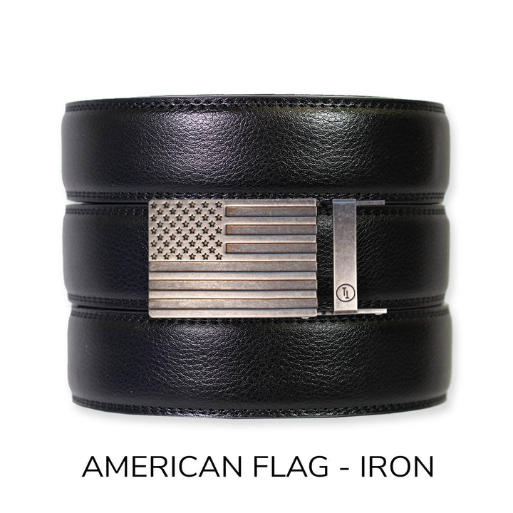 Black Leather Ratchet Belt & Buckle Set