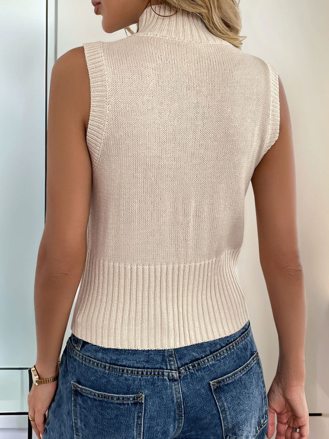 Perfee Zip Up Mock Neck Sweater Vest