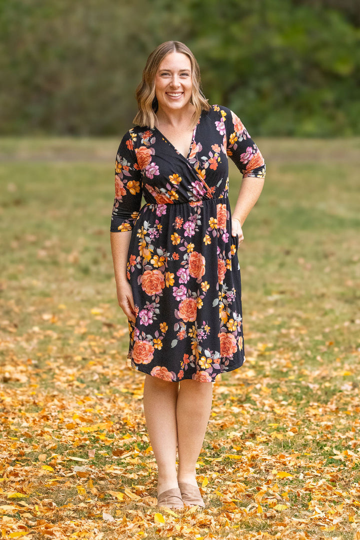 IN STOCK Taylor Dress - Black Fall Floral Mix