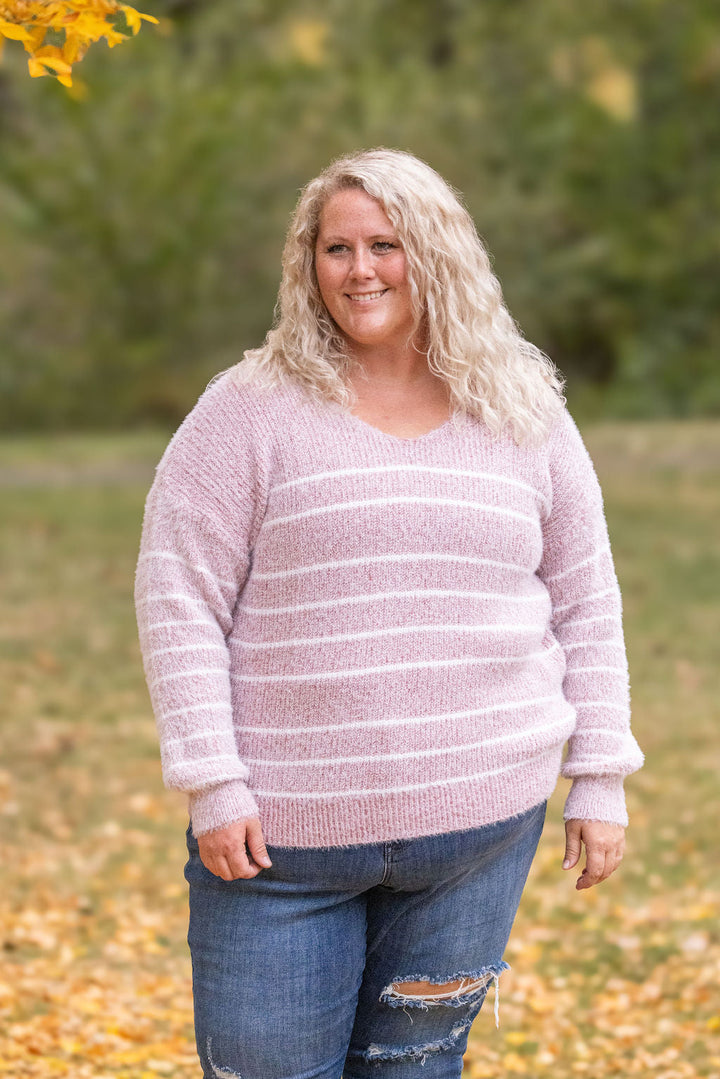 IN STOCK Cozy Striped Sweater - Mauve