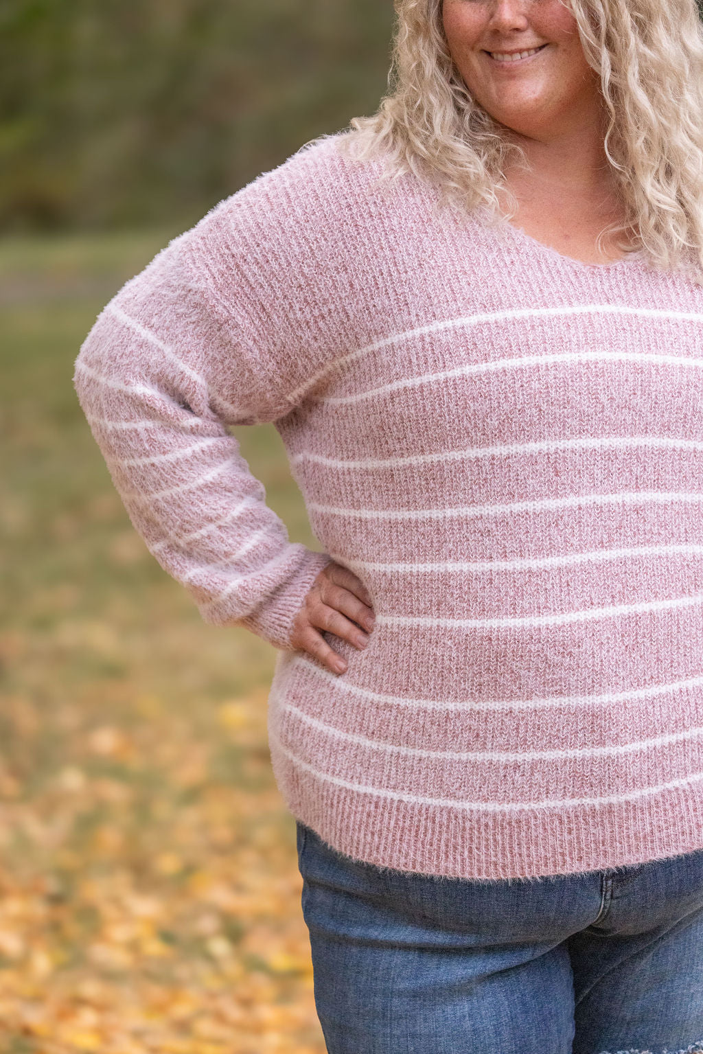 IN STOCK Cozy Striped Sweater - Mauve