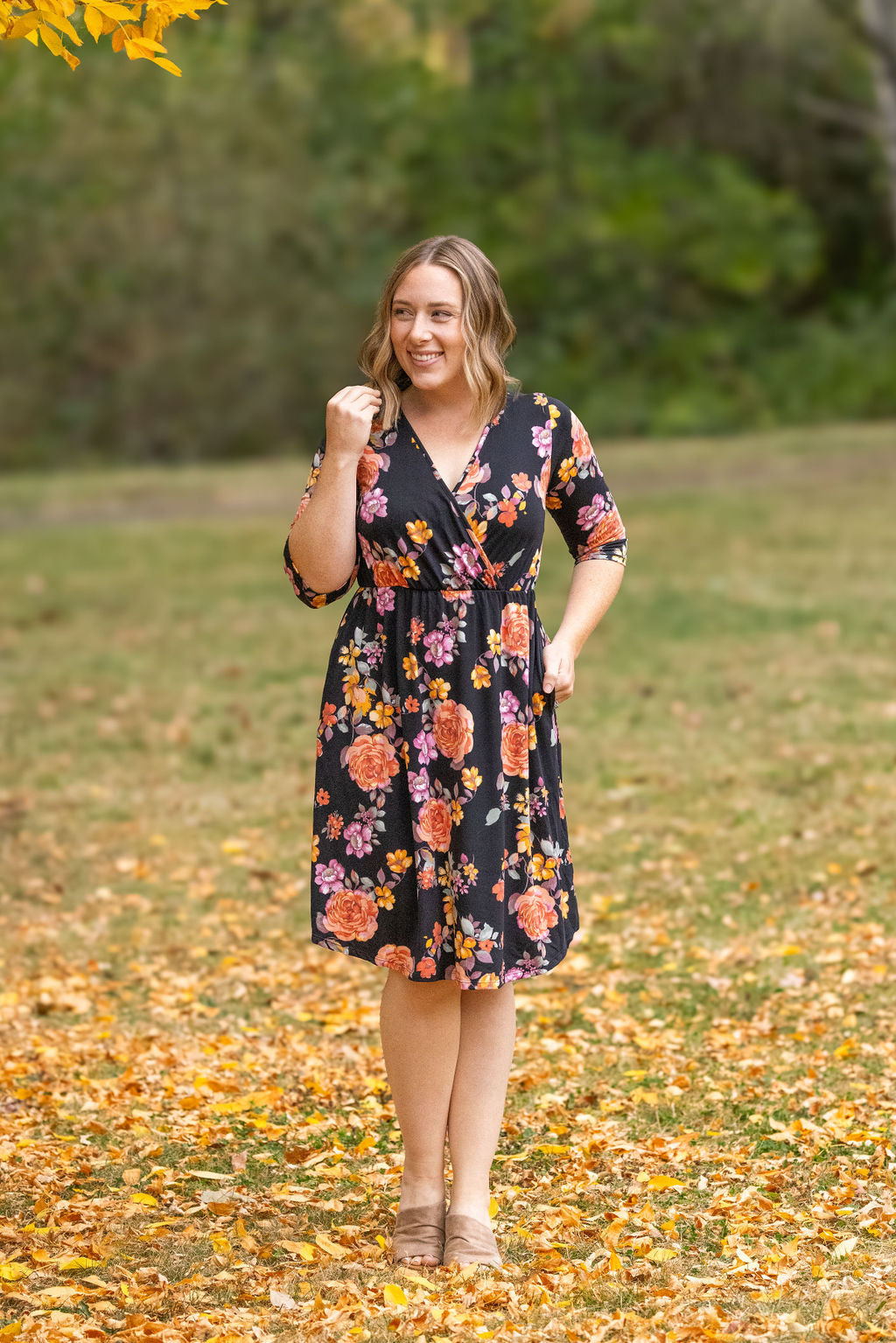 IN STOCK Taylor Dress - Black Fall Floral Mix