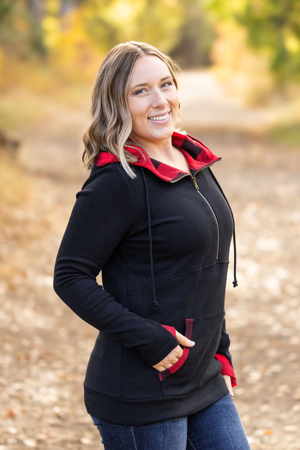 IN STOCK Avery Accent HalfZip Hoodie - Buffalo Plaid FINAL SALE