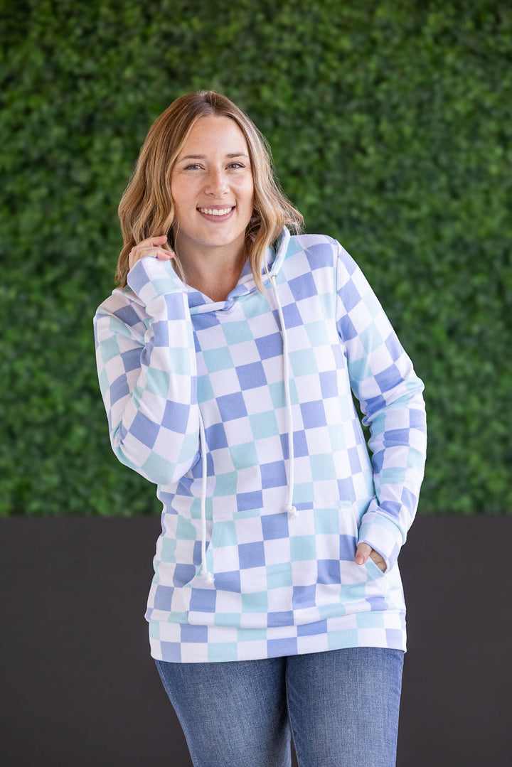 IN STOCK Hailey Pullover Hoodie - Blue and Mint Checker MM EXCLUSIVE