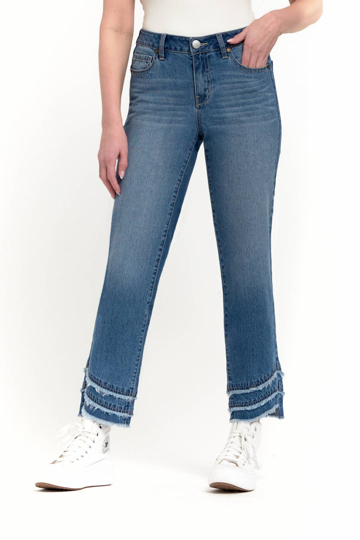 28" Mid-Rise Slim Straight Jean w/ Triple Fray hem in Lila