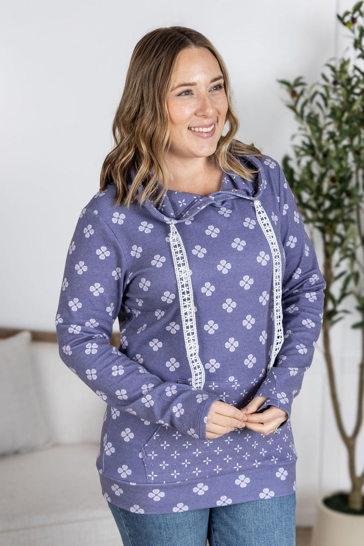 IN STOCK Hailey Pullover Hoodie - Slate Purple Floral