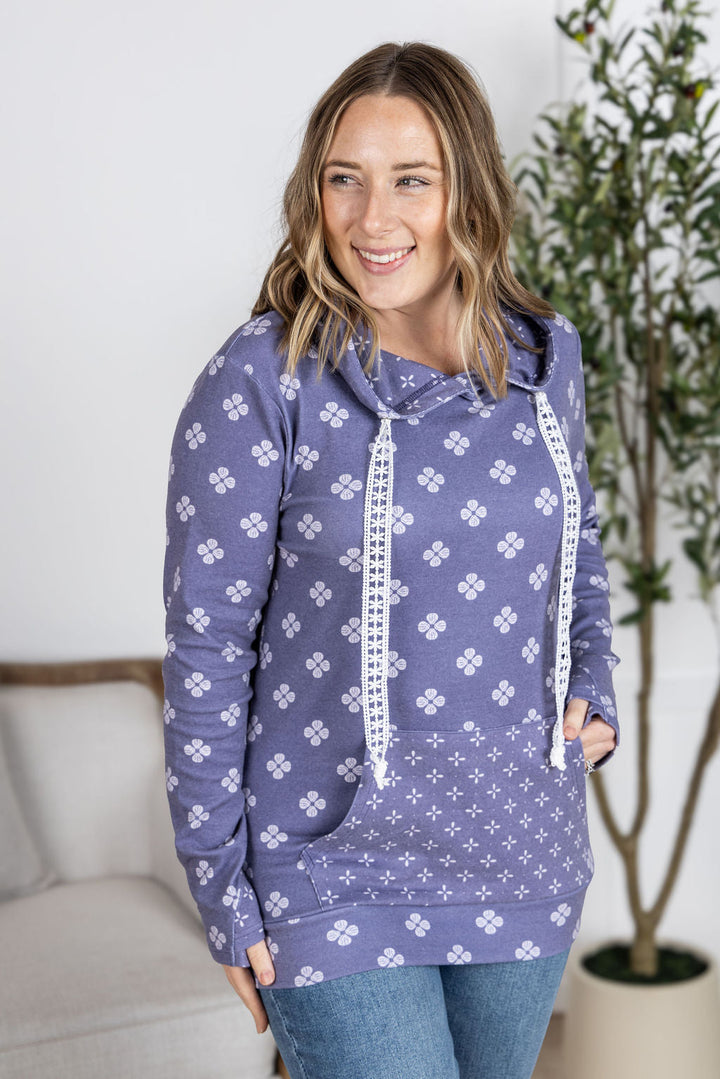 IN STOCK Hailey Pullover Hoodie - Slate Purple Floral