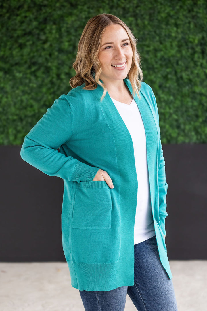 IN STOCK High Pocket Cardigan - Teal FINAL SALE