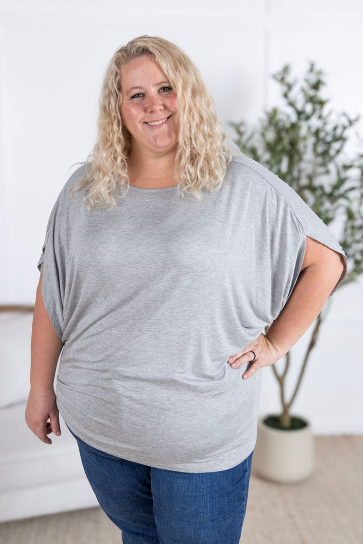IN STOCK Darcy Dolman Top - Light Grey