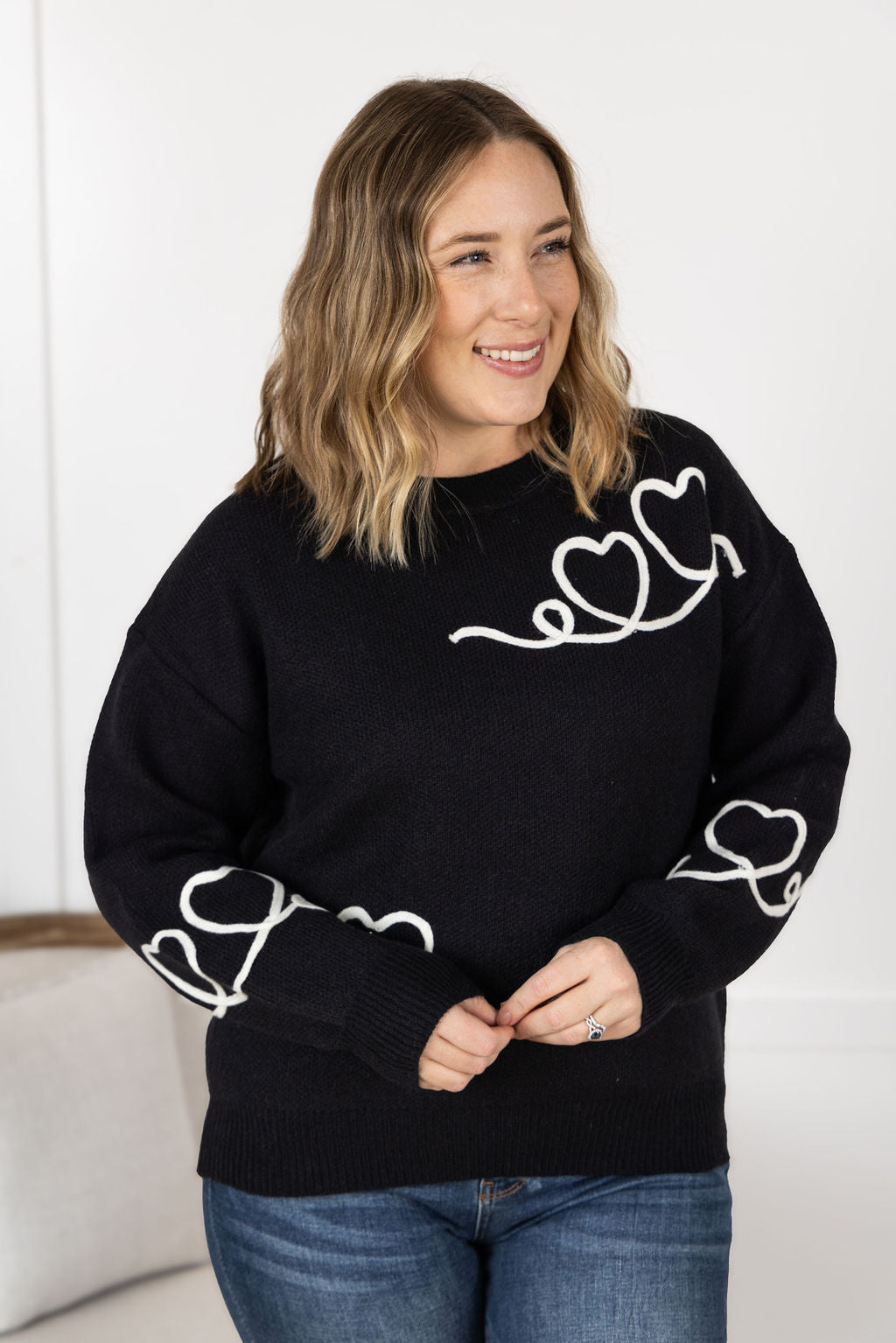 IN STOCK Black Hearts Sweater