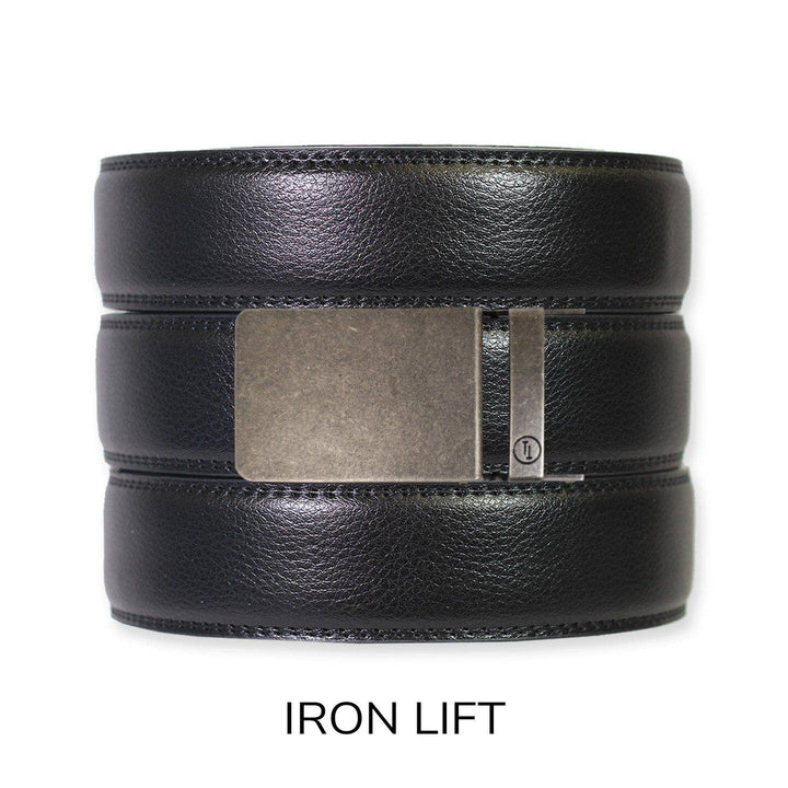 Black Leather Ratchet Belt & Buckle Set