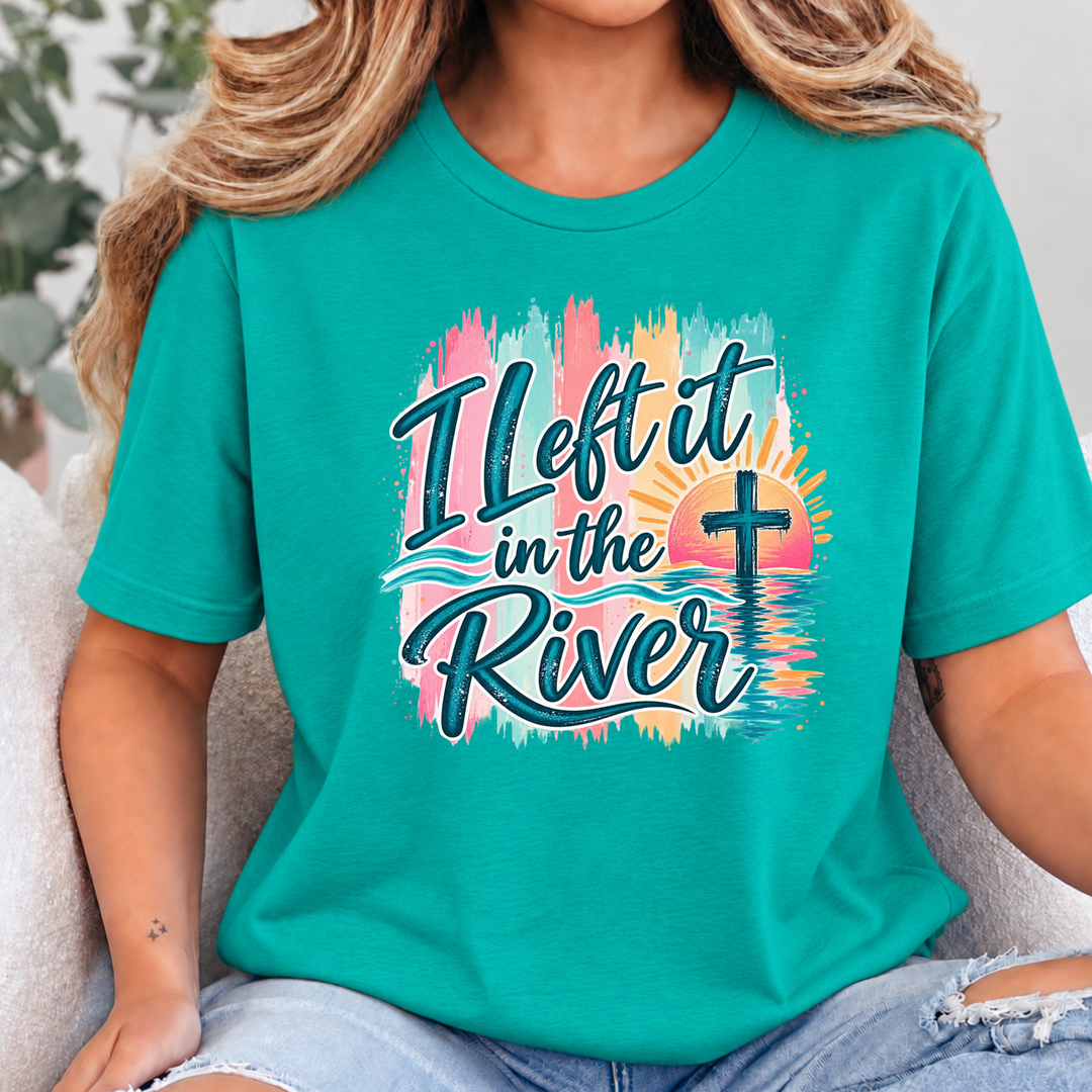 Wholesale Left It In the River - Pastel Color Graphic Tee - Teal