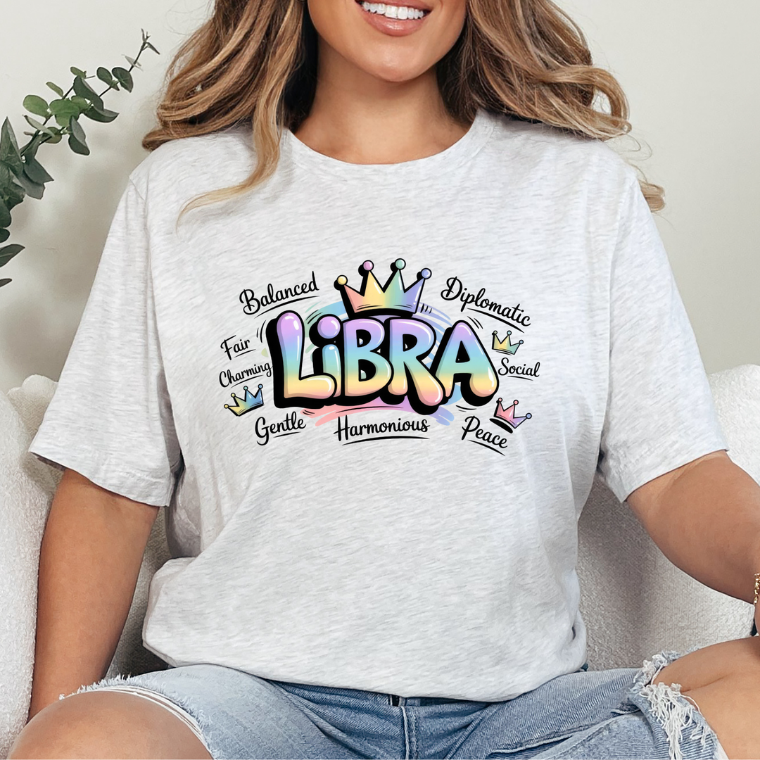 Wholesale Zodiac Signs Graffiti Graphic Tee - Libra - Ash Tee