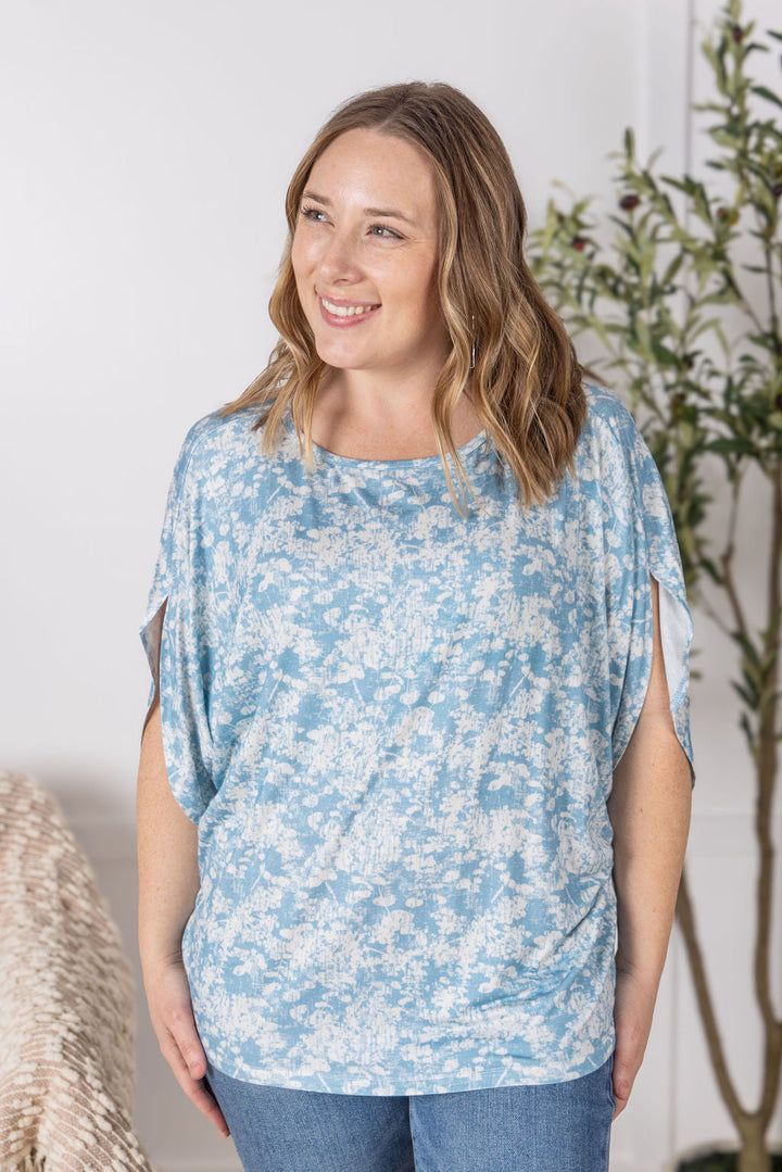 IN STOCK Darcy Dolman - Blue and Ivory Abstract FINAL SALE