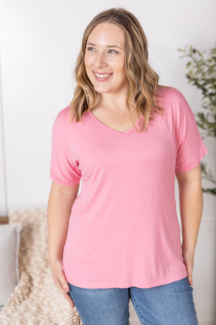 IN STOCK Bamboo V Neck Tee - Rose FINAL SALE
