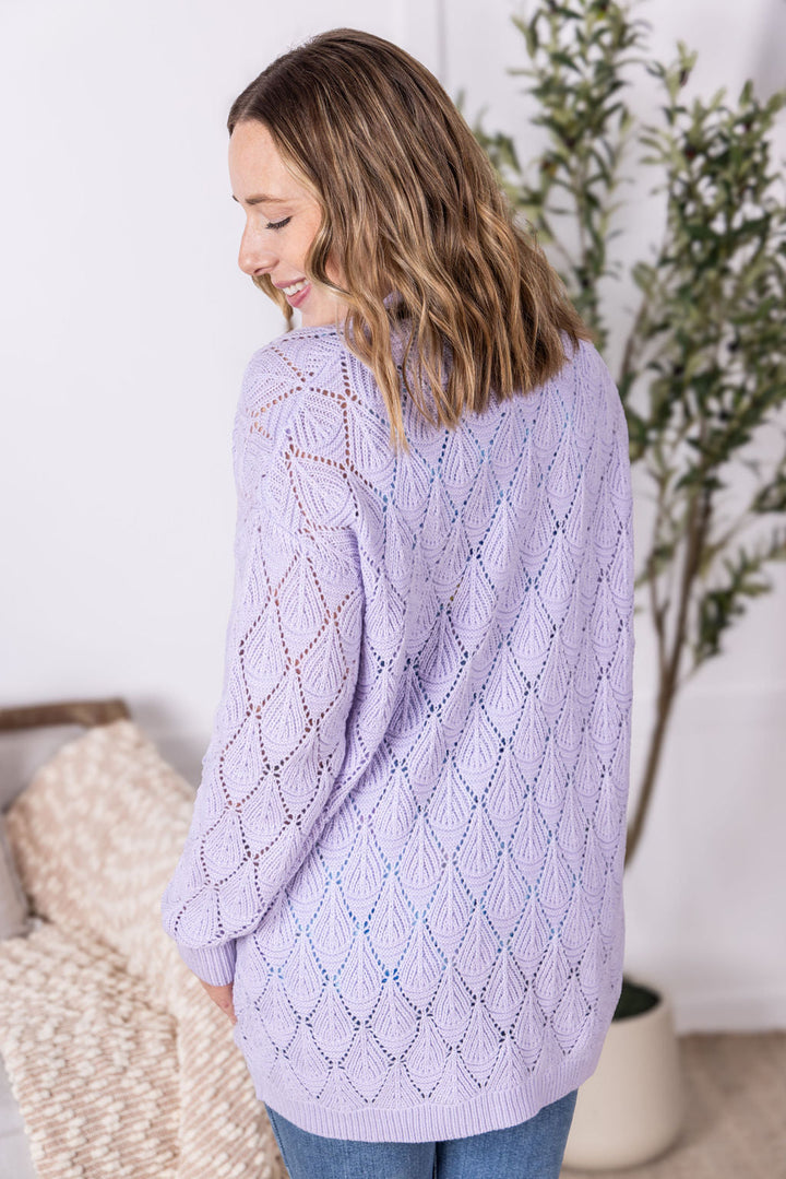 IN STOCK Open Knit Cardigan - Lavender