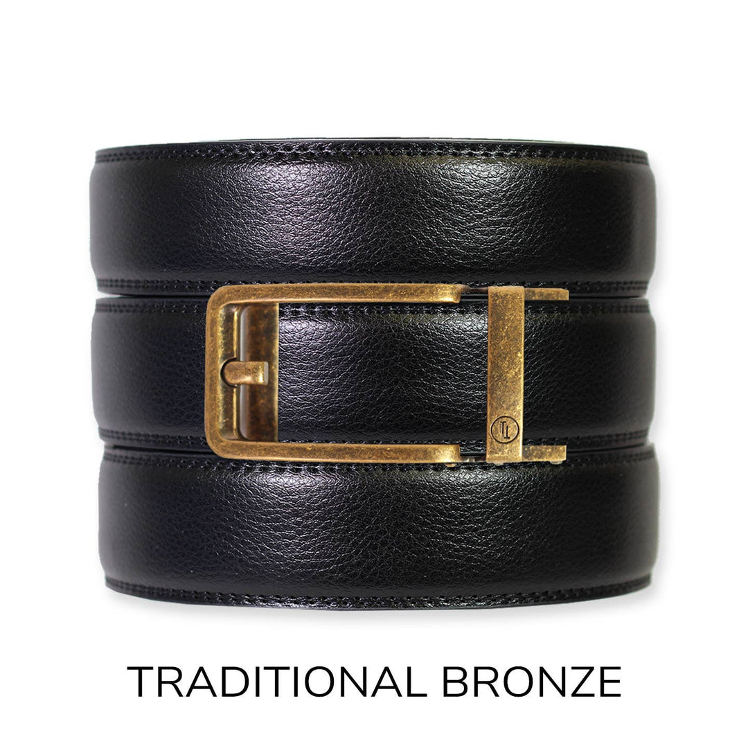 Black Leather Ratchet Belt & Buckle Set