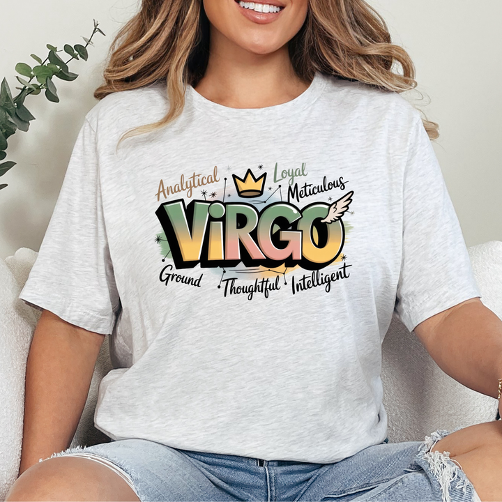 Wholesale Zodiac Signs Graffiti Graphic Tee - Virgo - Ash Tee
