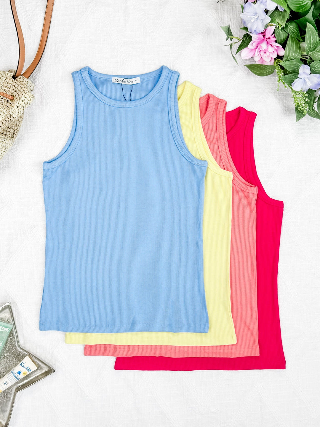 IN STOCK Tara Ribbed Tank - Light Blue