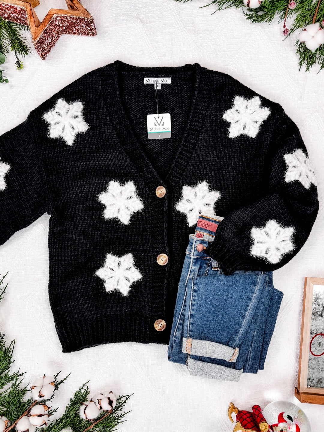 IN STOCK Snowflake Cardigan - Black FINAL SALE