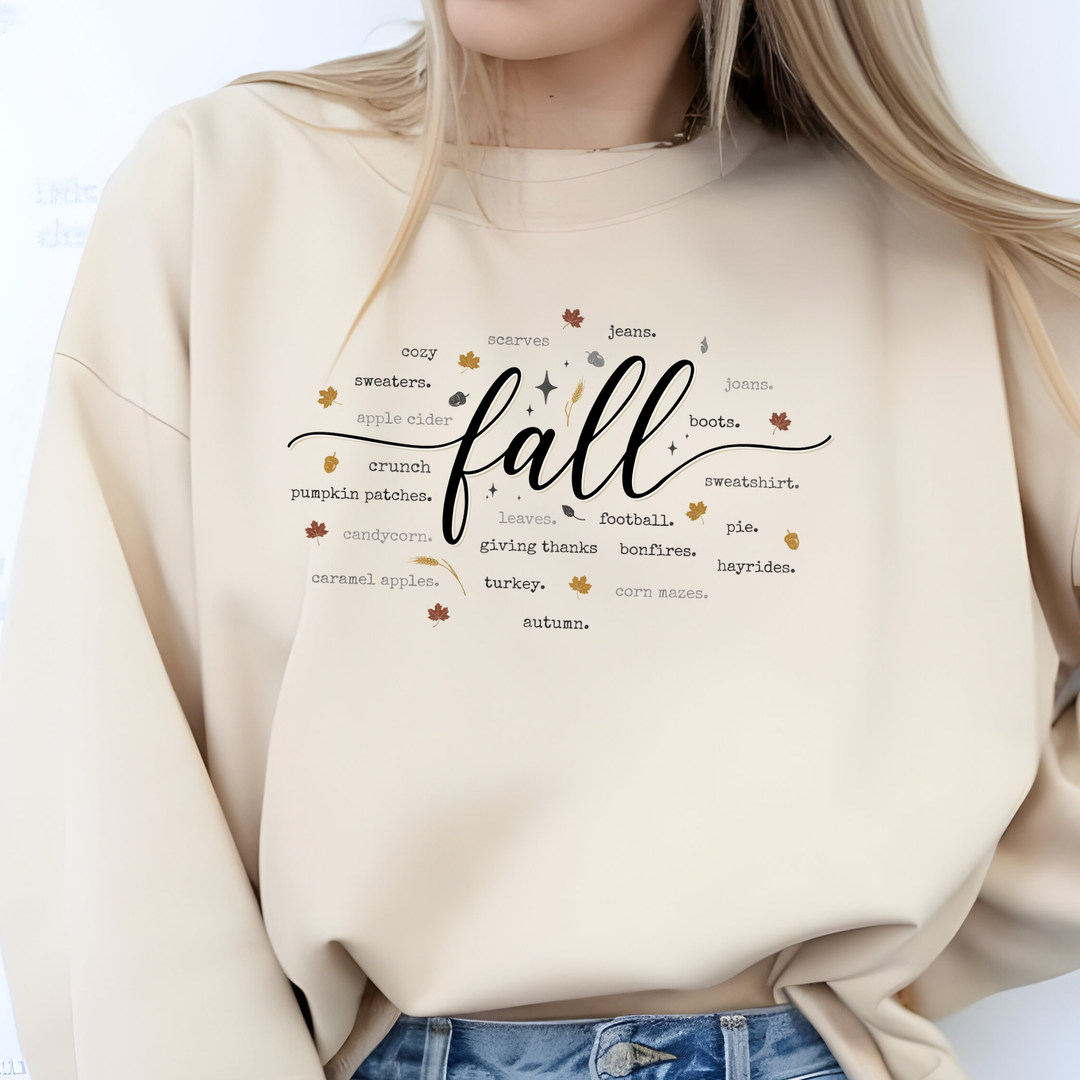 Wholesale Cozy Fall Words Graphic Sweatshirt - Sand