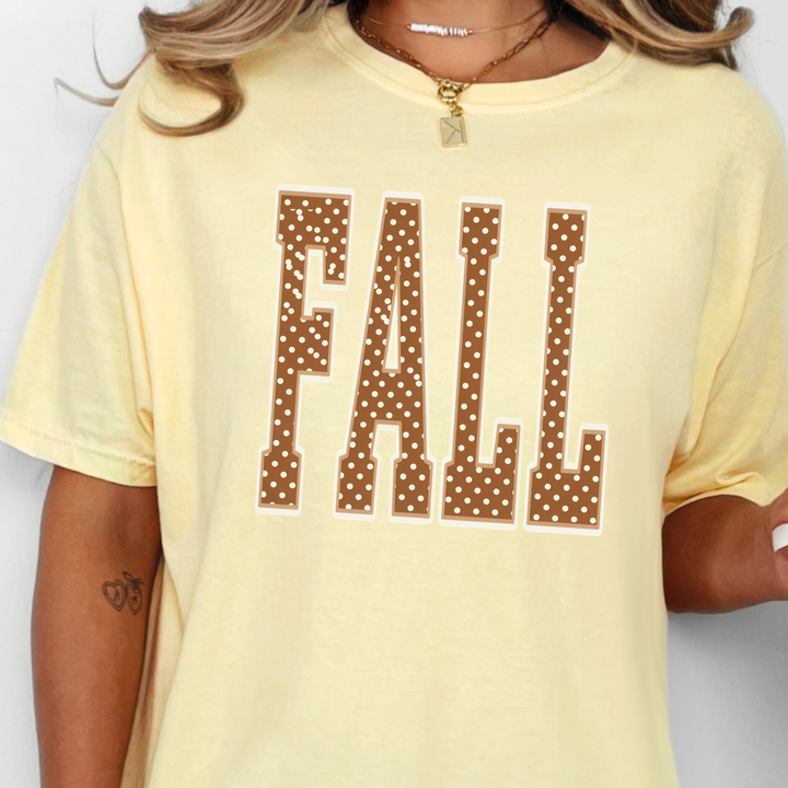Wholesale Fall Polka Dot Graphic Tee - Butter