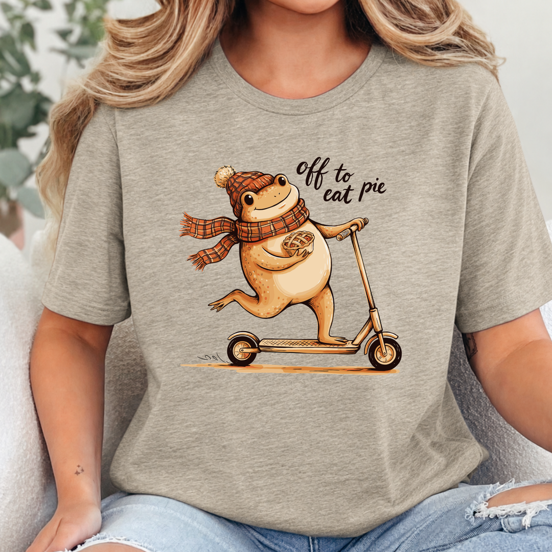 Wholesale Off To Eat Pie Frog Graphic Tee - Heather Tan