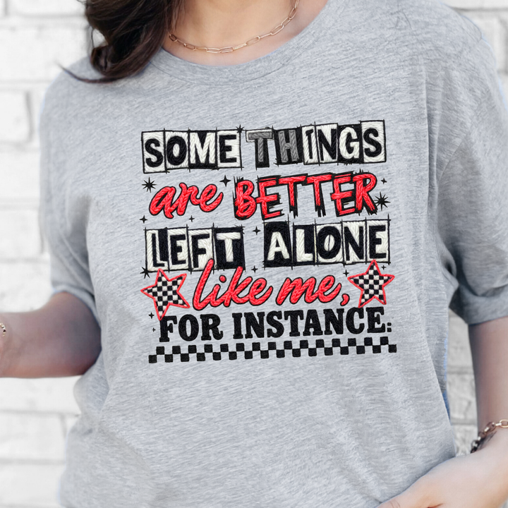 Wholesale Better Left Alone Graphic Tee - Grey Tee