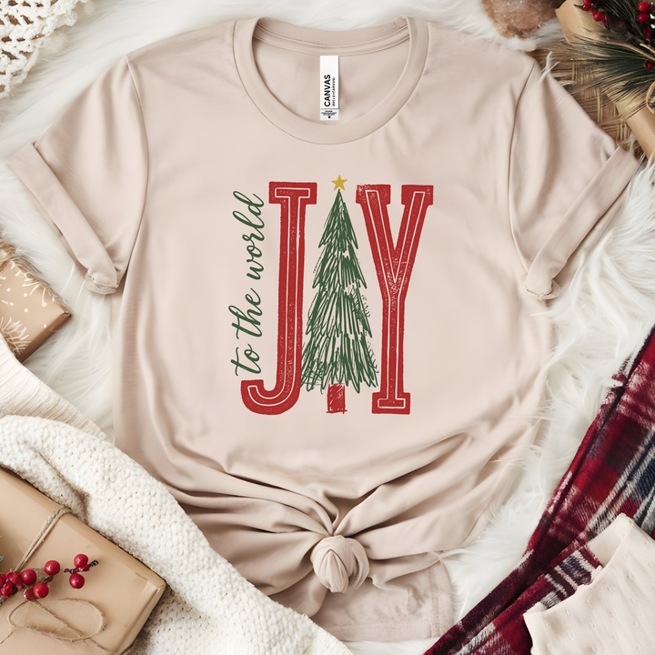 Wholesale Joy To the World Tree Graphic Tee - Heather Dust