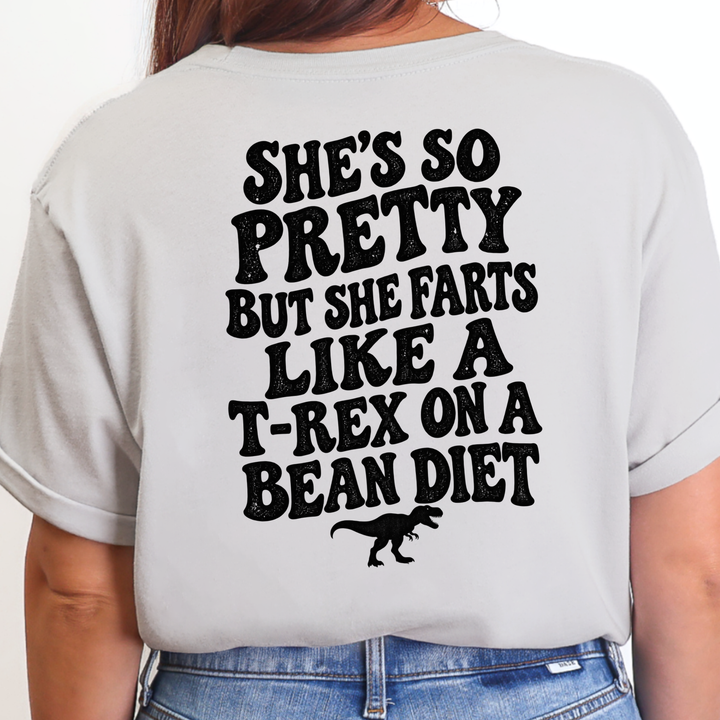 Wholesale Farts like a T-Rex (BACK Print) Graphic Tee - Silver