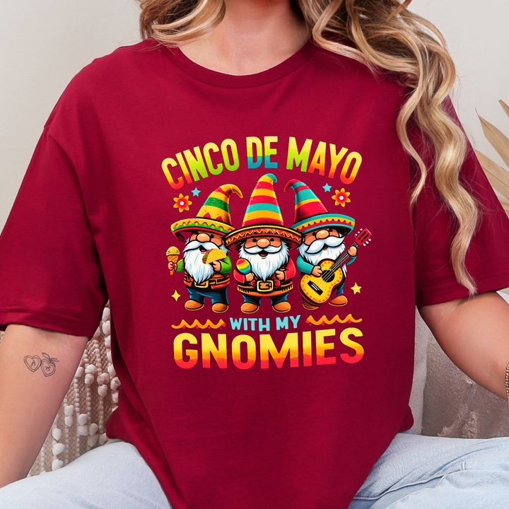 Wholesale Cinco De Mayo Gnomies Graphic Tee - Cardinal Red Tee