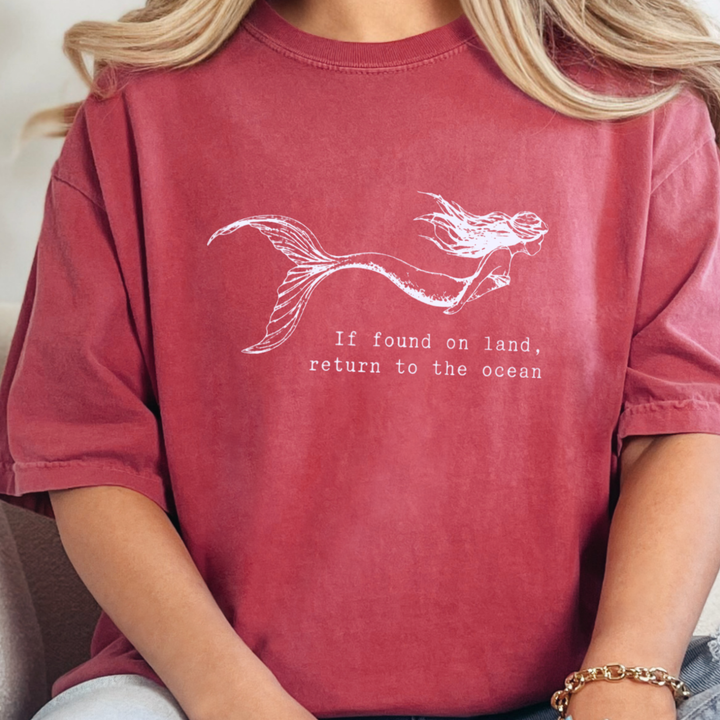 Wholesale Mermaid Return to Ocean Graphic Tee - Crimson