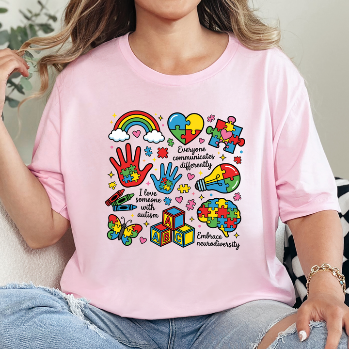 Wholesale Autism Awareness Graphic Tee - Soft Pink Tee