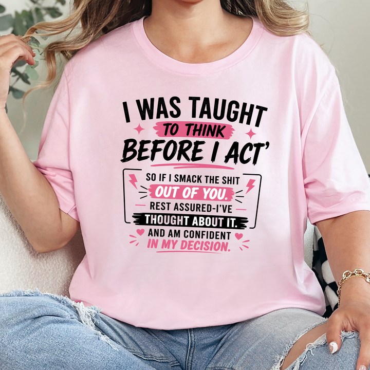 Wholesale To Think Before I Act Graphic Tee - Soft Pink