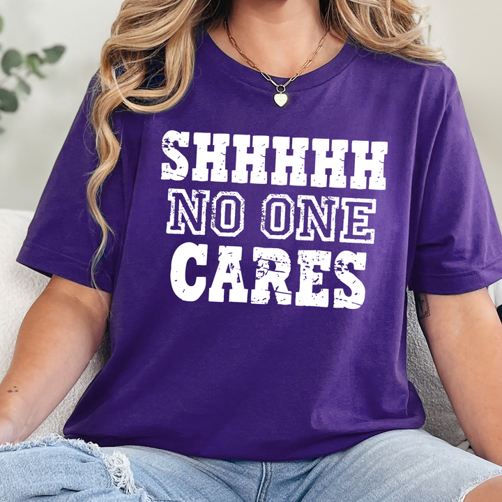 Wholesale Shh No One Cares Graphic Tee - Team Purple