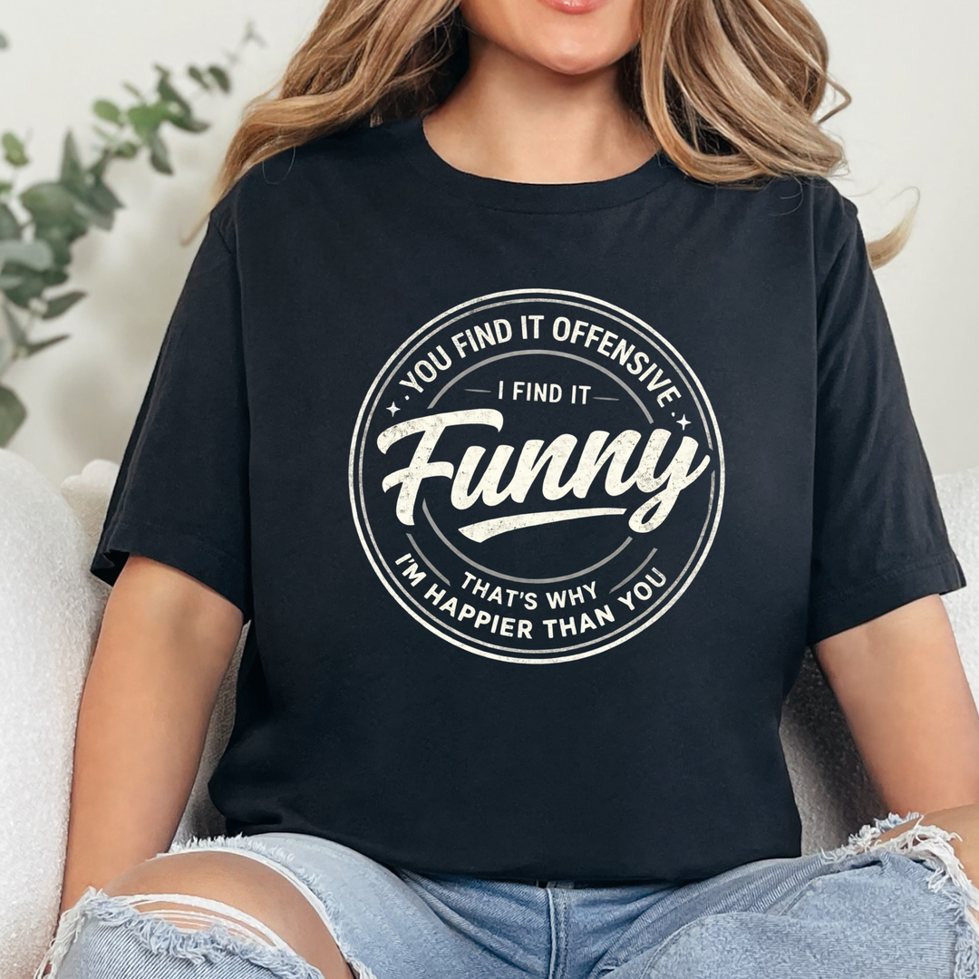 Wholesale You Find It Offensive Graphic Tee - Heather Black