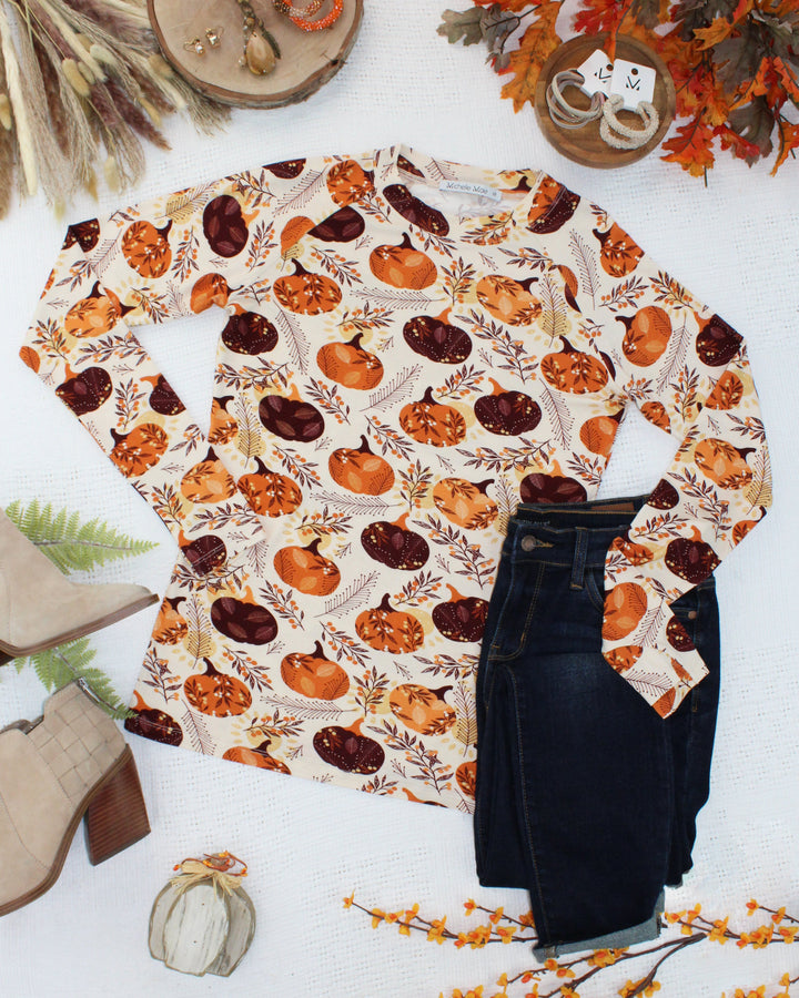 IN STOCK Blair Long Sleeve Top - Autumn Gourds