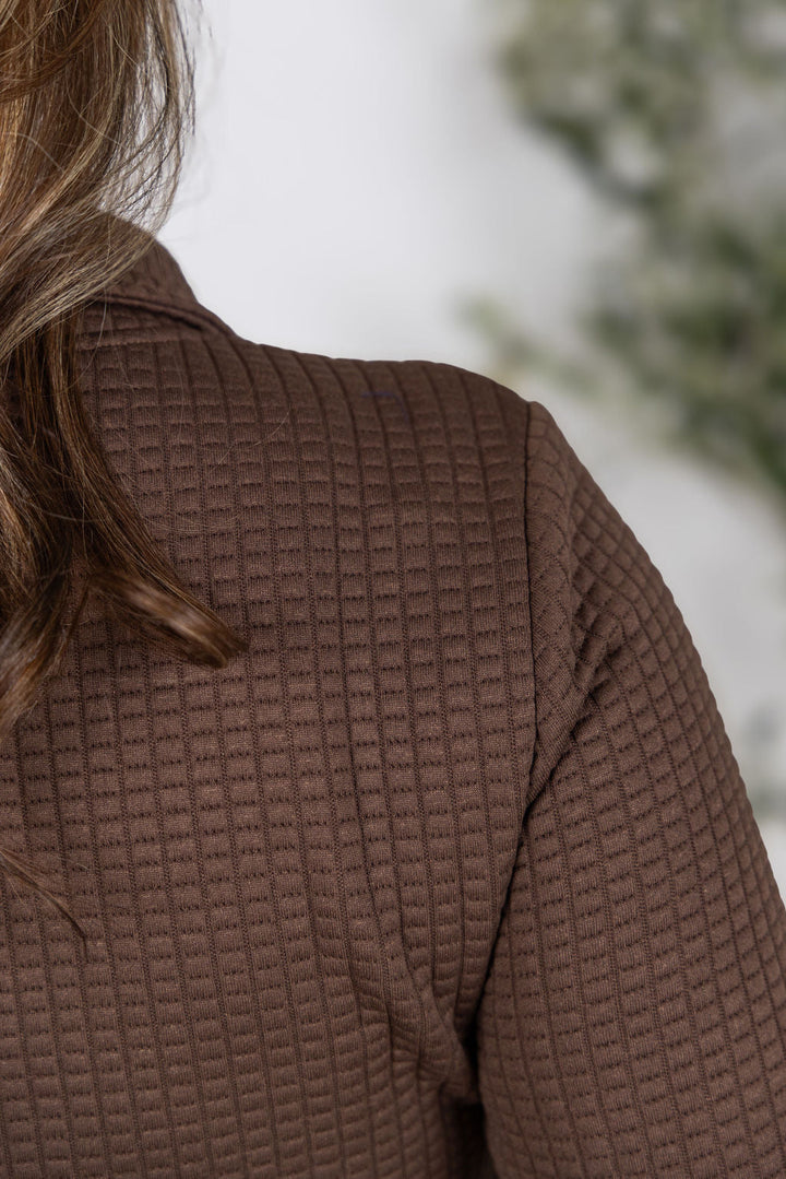 IN STOCK Whitley Waffle Snap Pullover - Brown