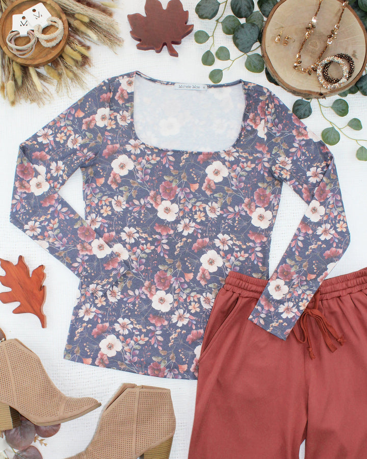 IN STOCK Alyssa Long Sleeve Top - Blushwood Floral
