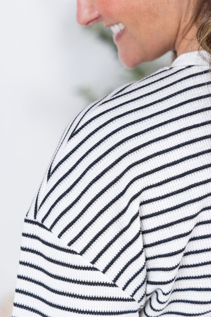 IN STOCK Lola Striped Thermal Top - White