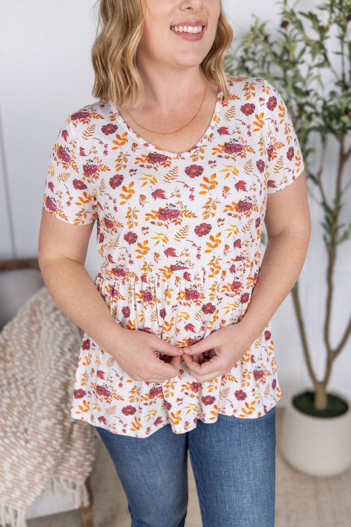 IN STOCK Sarah Ruffle Short Sleeve - Autumn Floral