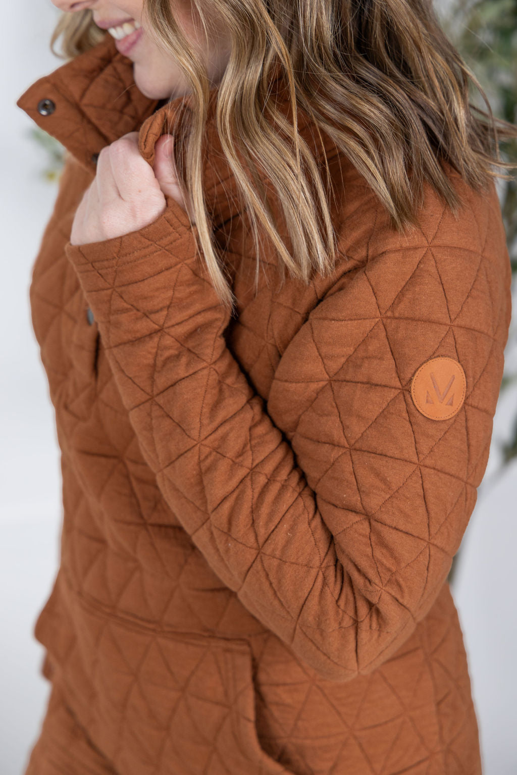 IN STOCK Geometric Button Snap Pullover - Rust