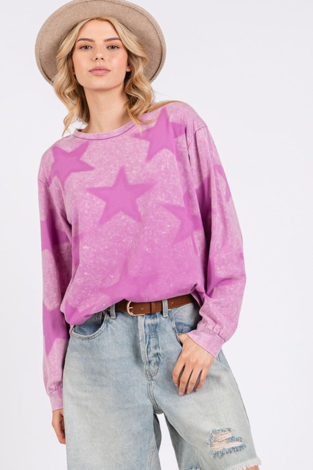 SAGE + FIG Mineral Wash Star Pattern T-Shirt