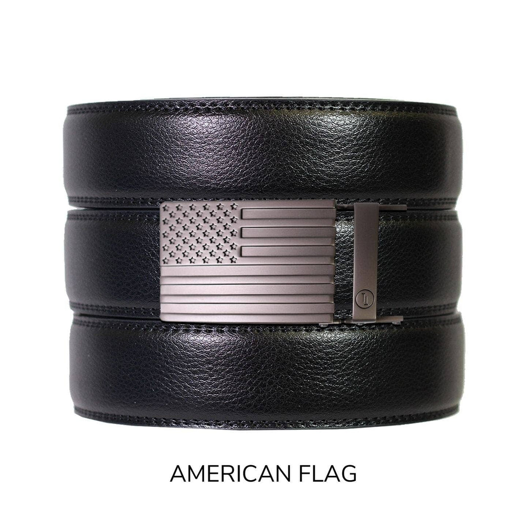 Black Leather Ratchet Belt & Buckle Set