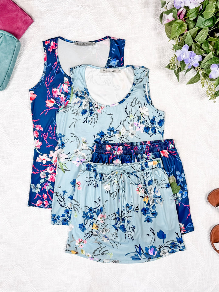 IN STOCK Luxe Crew Tank - Navy Floral Bliss FINAL SALE
